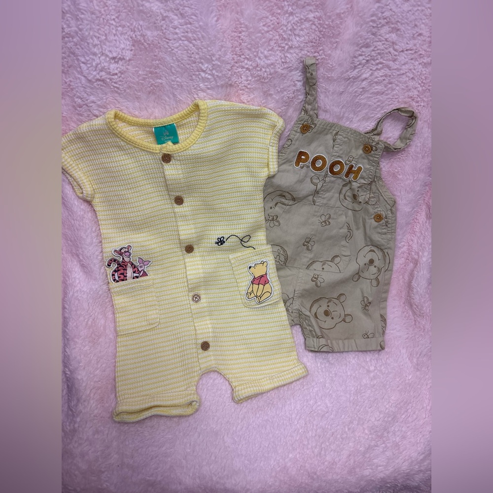 Disney Winnie the Pooh Baby Outfit Set, 2-Piece, Overalls Jumper 6-9 months